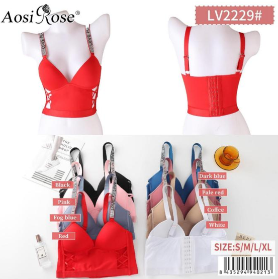 Sujetador tipo top con tirantes decorados-LV2229#