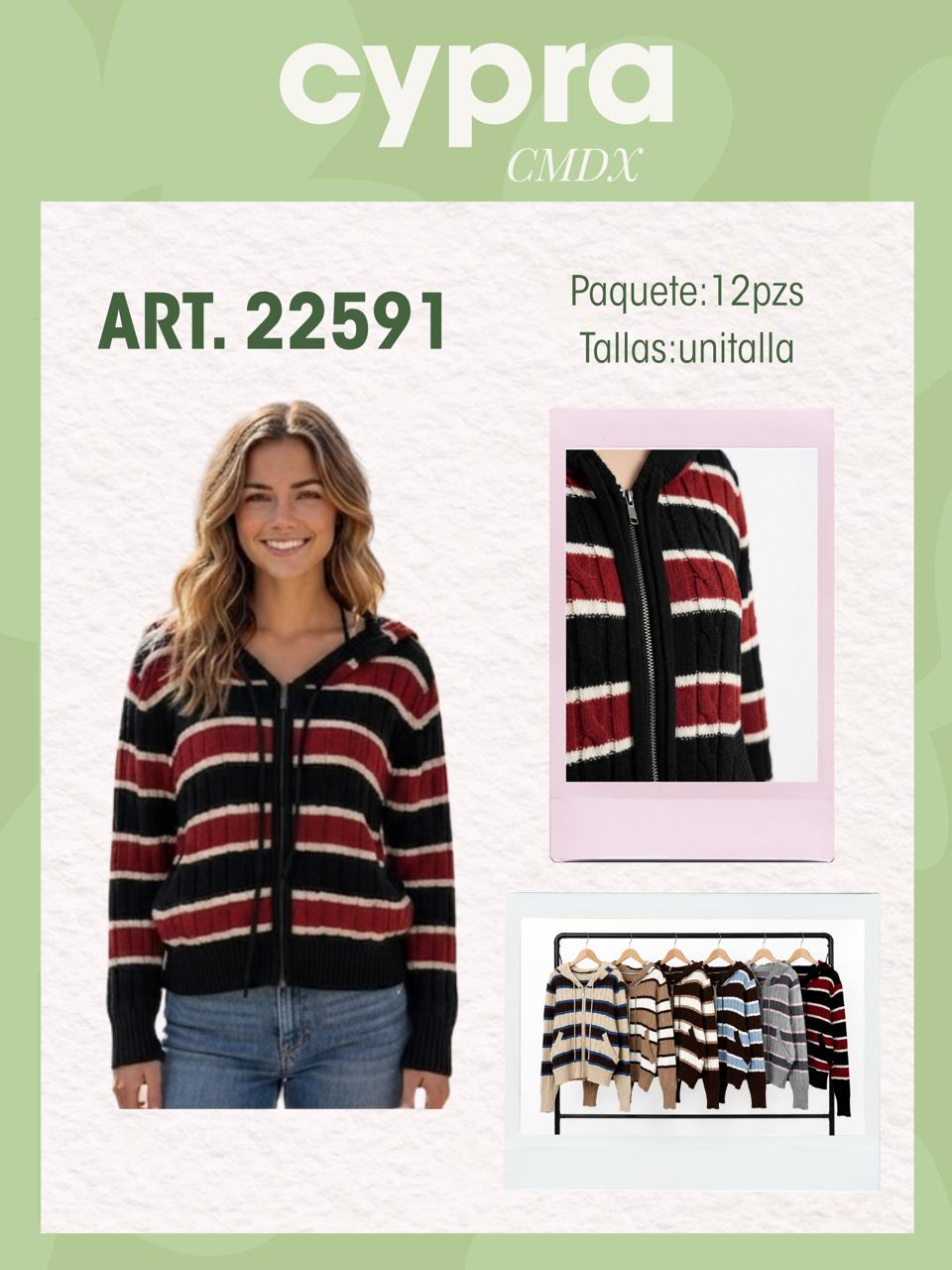 Suéter con capucha y cierre-22591