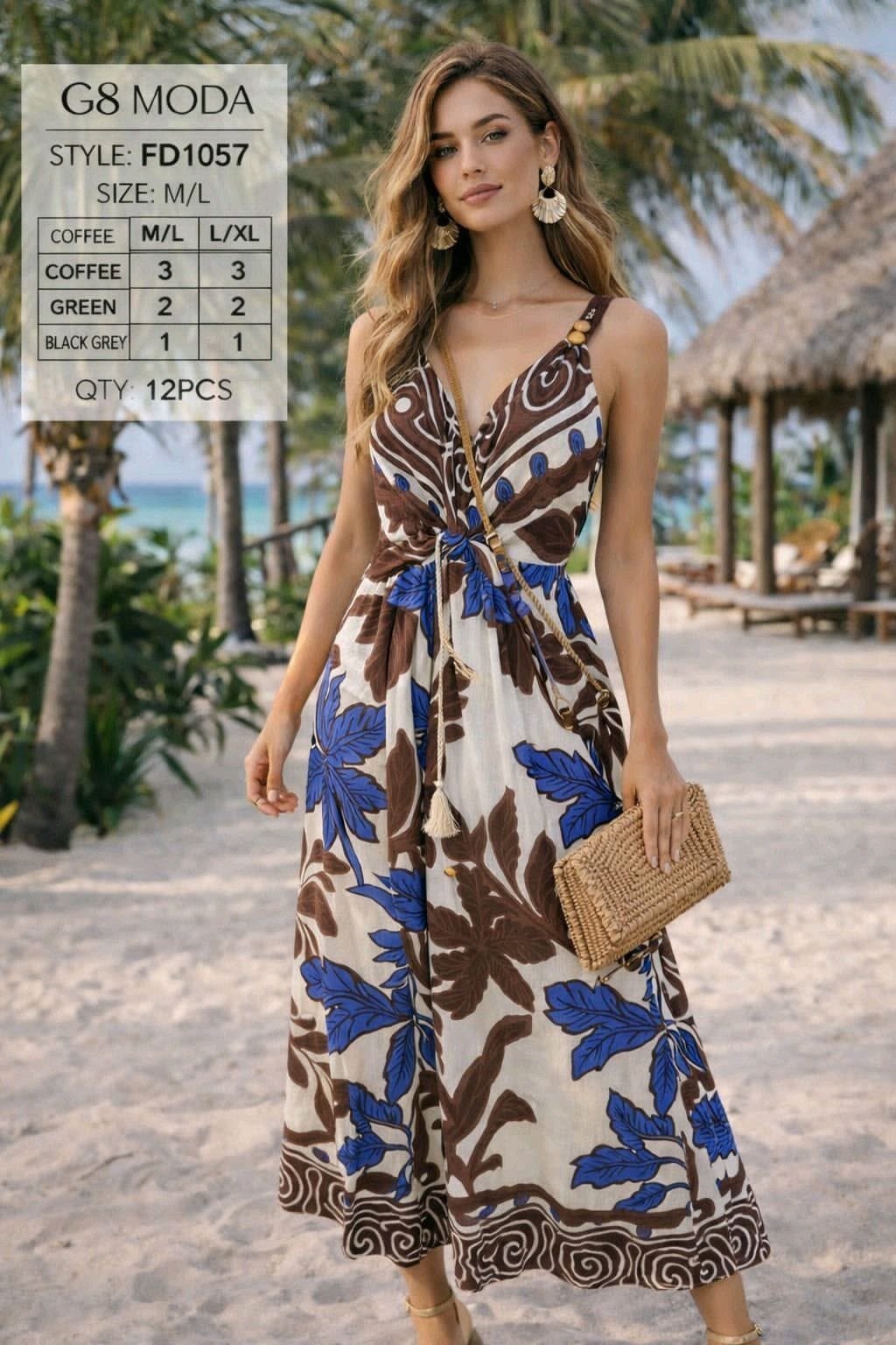 Vestido largo con estampado floral-FD1057