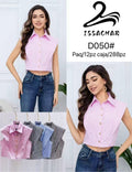 Blusa crop top de botones-D050#