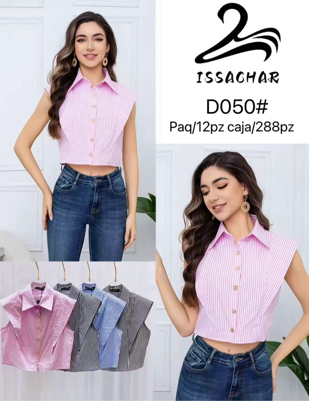 Blusa crop top de botones-D050#