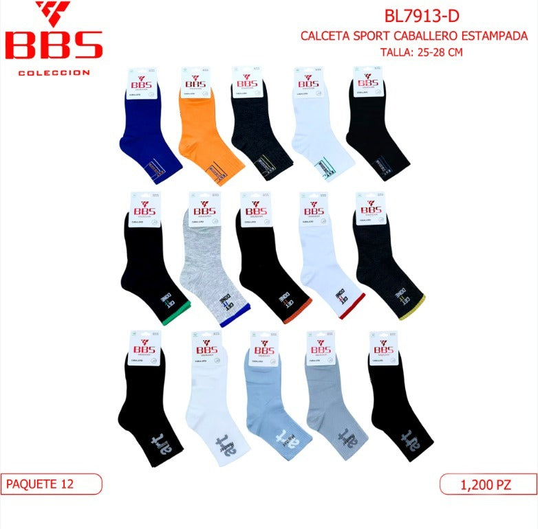 Calcetas deportivas para caballero estampadas-BL7913-D