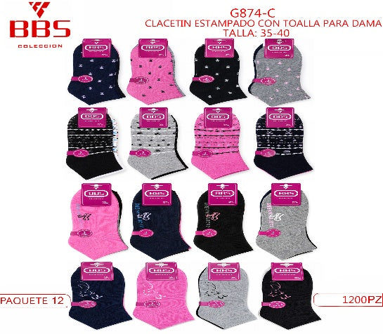 Calcetines estampados con textura de toalla-G874-C