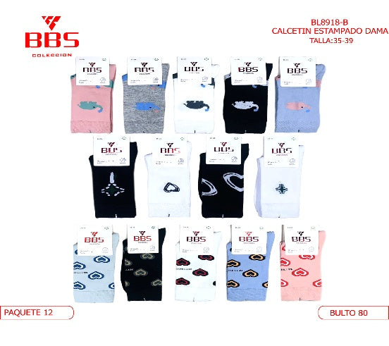 Calcetines estampados para dama-BL8918-B