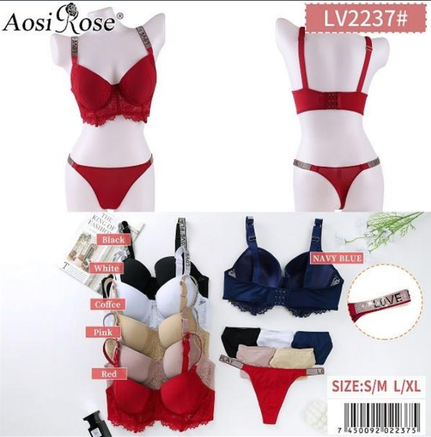 Conjunto de lencería con tirantes de strass-LV2237#