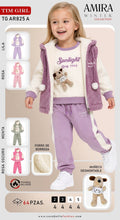 Conjunto de ropa para niña con forro de borrega y muñeco desmontable-TG AR825 A