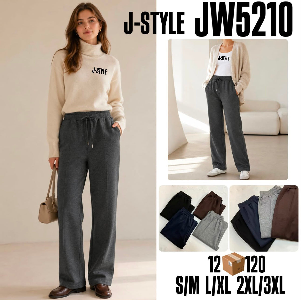 Pantalón deportivo de cintura elástica-S-JW5210