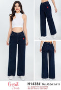Jeans con bordado de corazón-H1438#