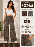 Pantalón estampado de pierna ancha-KZ2447A