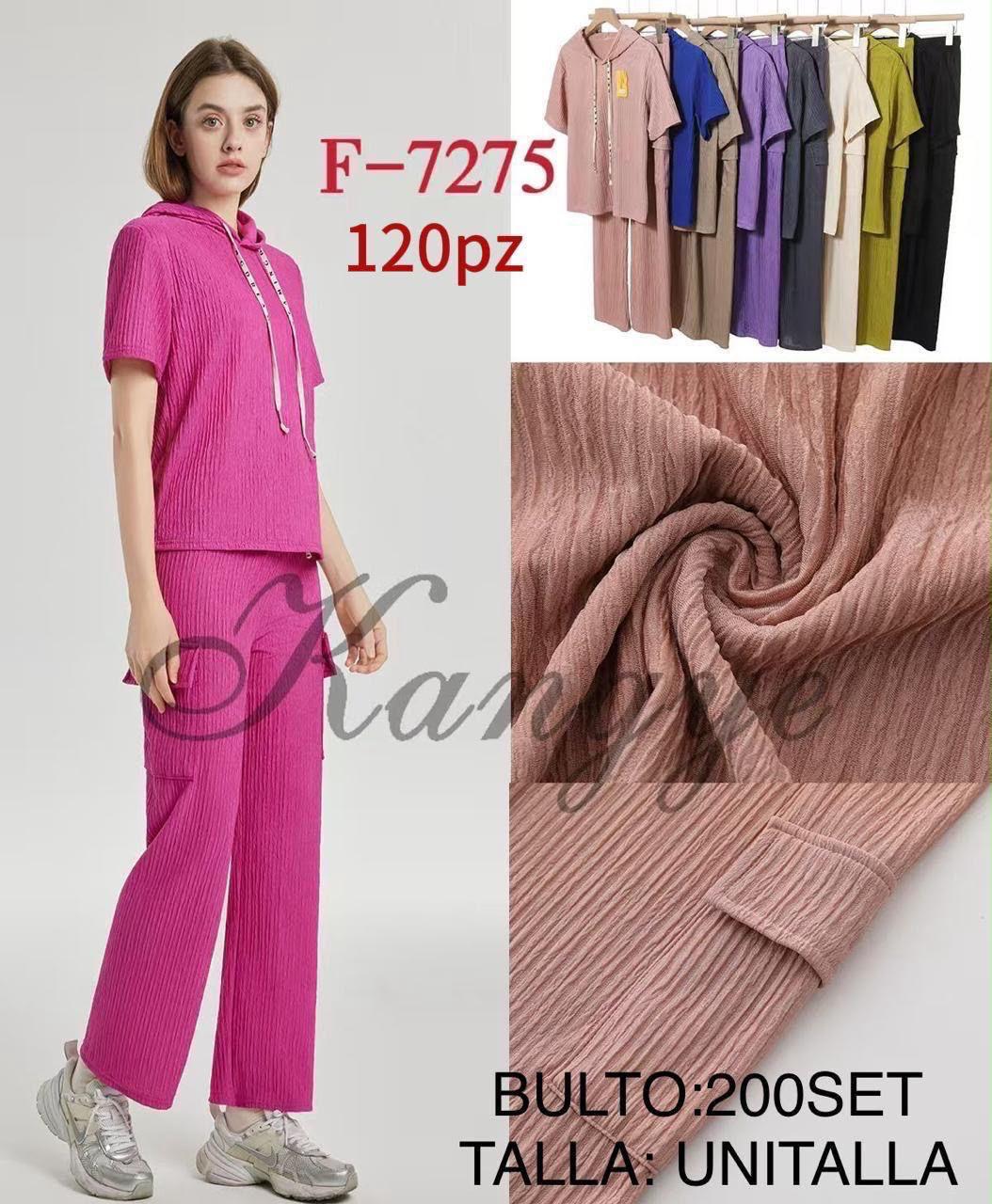 Conjunto de playera con capucha y pantalón-F-7275