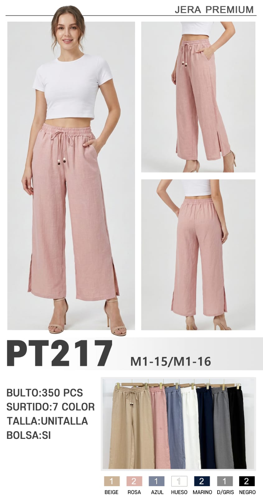 Pantalones de corte recto con jareta-PT217