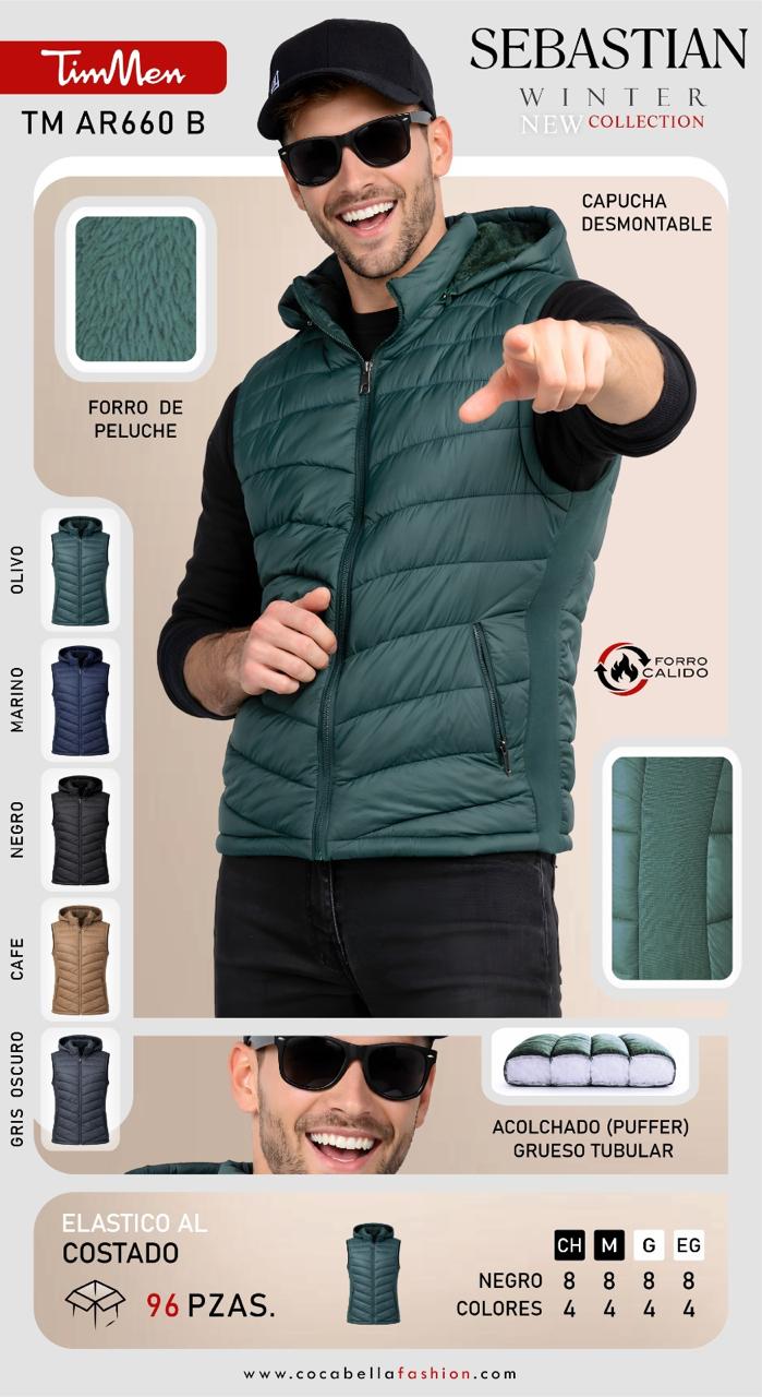 Chaleco Acolchado con Capucha Desmontable SEBASTIAN-TM-AR660-B