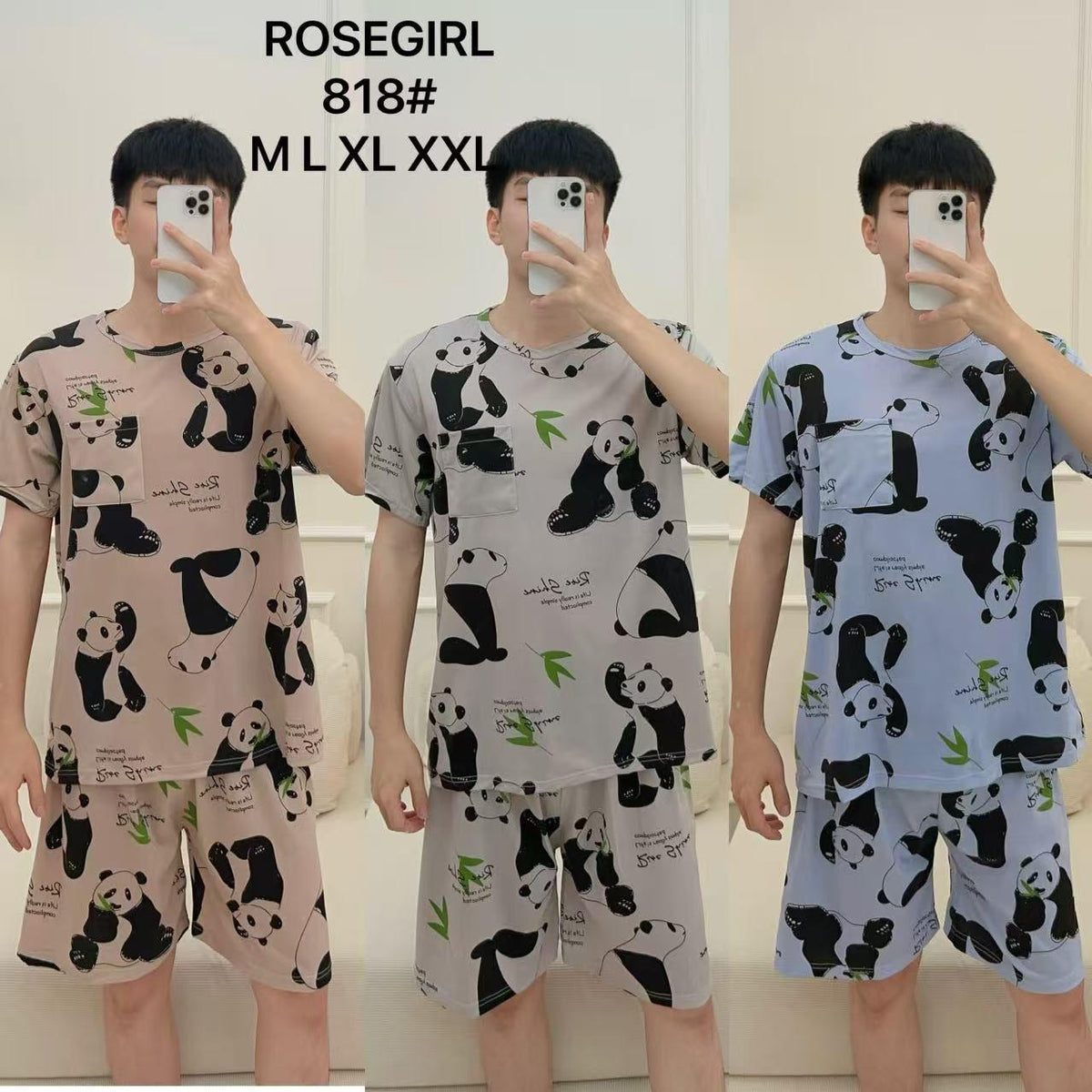 Conjunto con estampado de panda-818-3