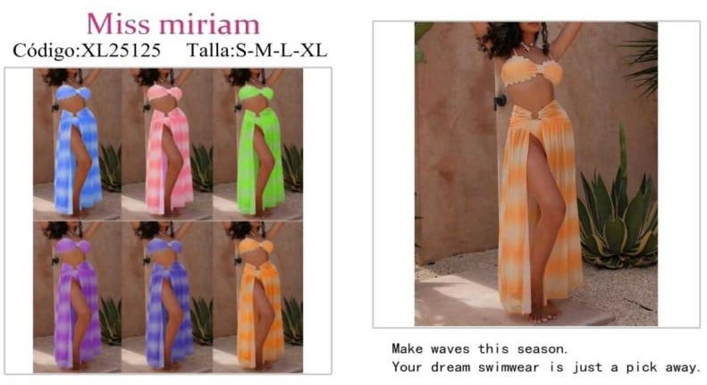 Conjunto de bikini y falda pareo-XL25125