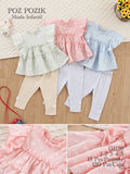 Conjunto de Blusa con Volantes y Leggings para Niña-VDE-G1136