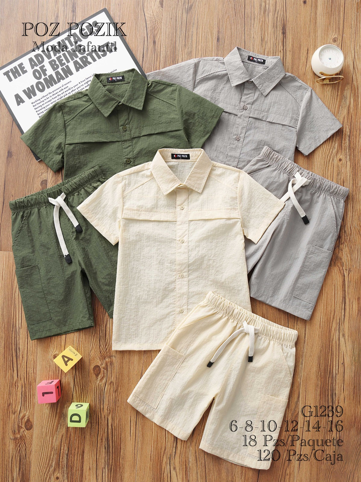Conjunto de camisa y shorts para niño-VDE-G1239