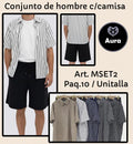Conjunto de hombre con camisa de rayas y shorts-MSET2