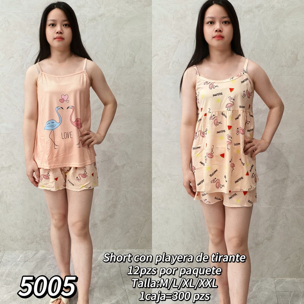Conjunto de Pijama de Short y Playera de Tirantes-5005