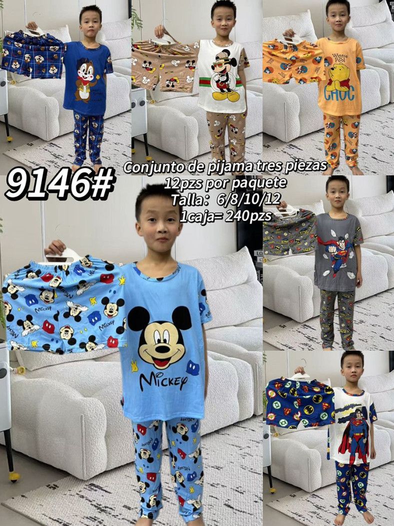 Conjunto de Pijama de Tres Piezas para Niño-9146