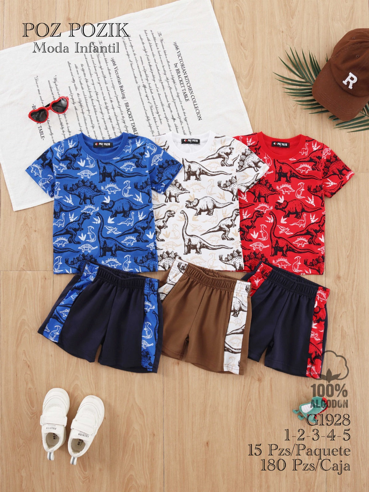 Conjunto de Playera y Shorts para Niño con Estampado de Dinosaurios-G1928