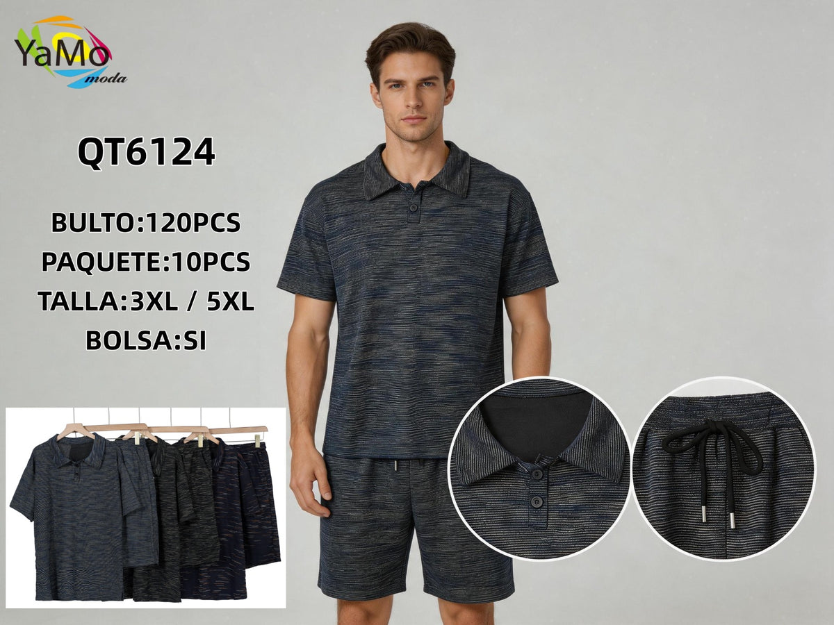Conjunto de polo y shorts para hombre-QT6124