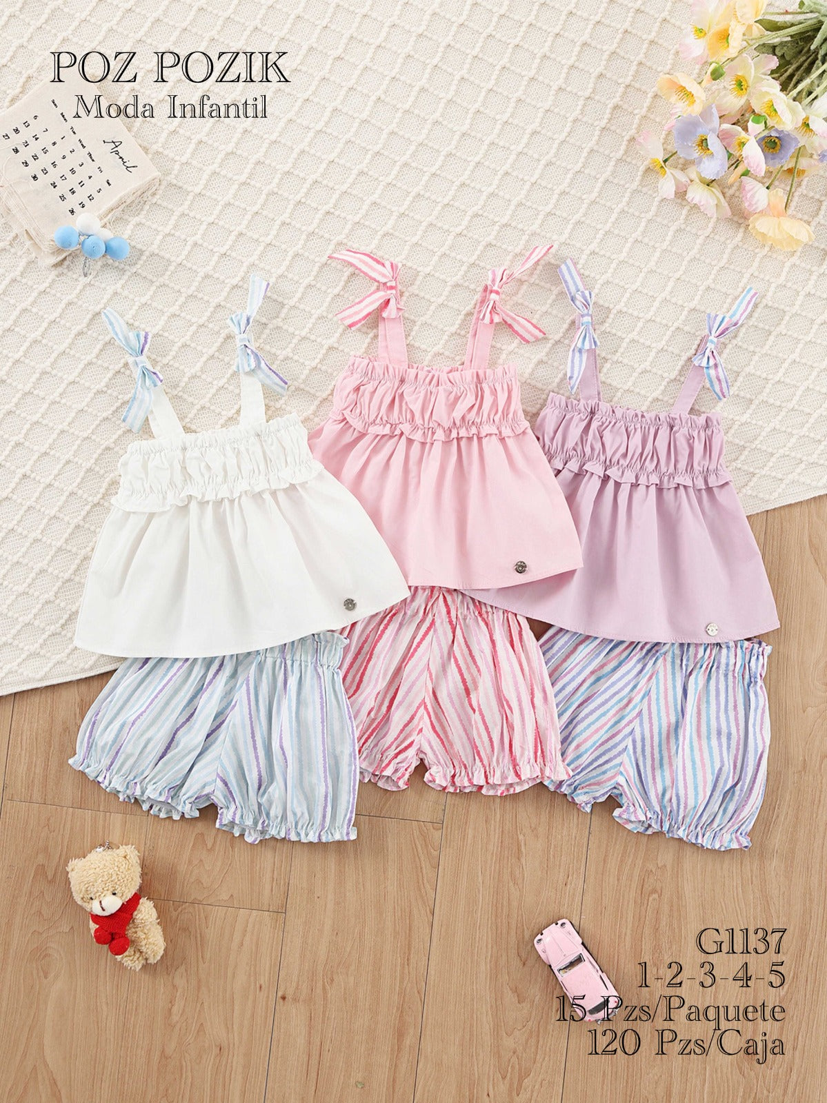 Conjunto de top de tirantes y shorts para niña-LIL-G1137