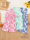 Conjunto de Top Sin Mangas y Pantalón Floral para Niña-AZL-G1307
