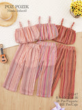 Conjunto de Top y Pantalón a Rayas para Niña-ROJ-G1147