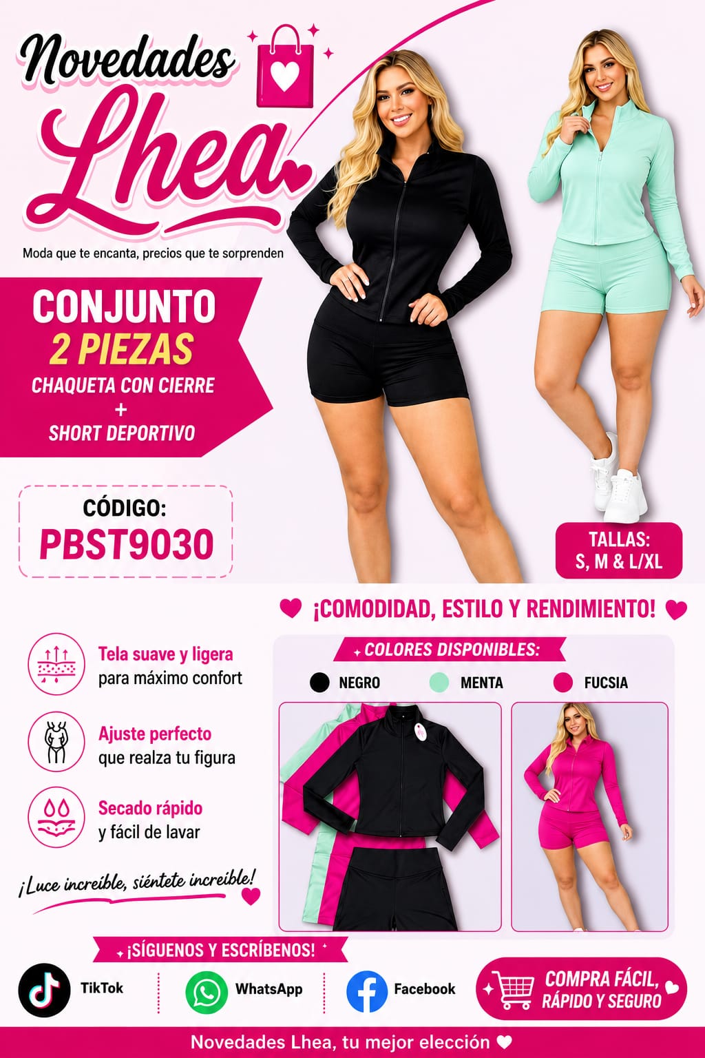 Conjunto deportivo de chaqueta con cierre y short-PBST9030