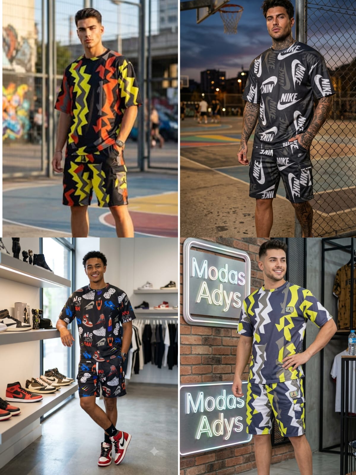 Conjunto deportivo de playera y shorts con estampados-JORDAN001
