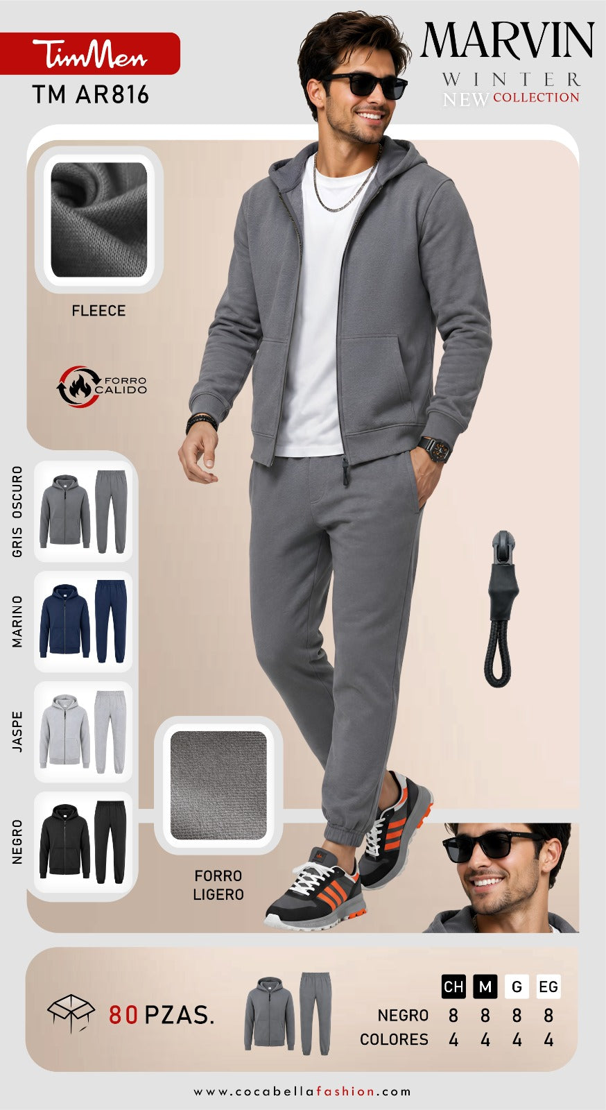 Conjunto Deportivo de Sudadera con Capucha y Jogger-TM AR816