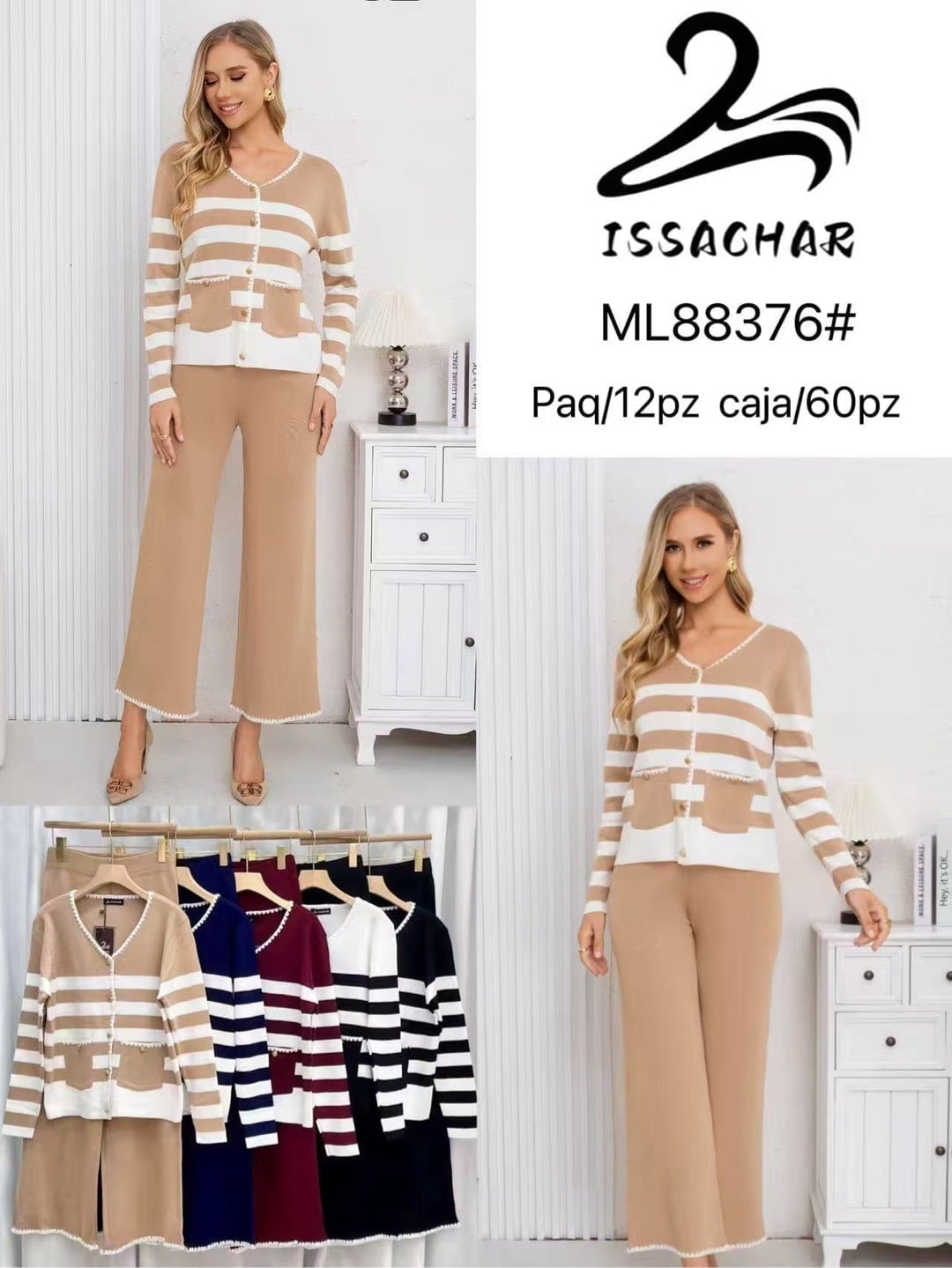 Conjunto de cárdigan y pantalón-ML88376#