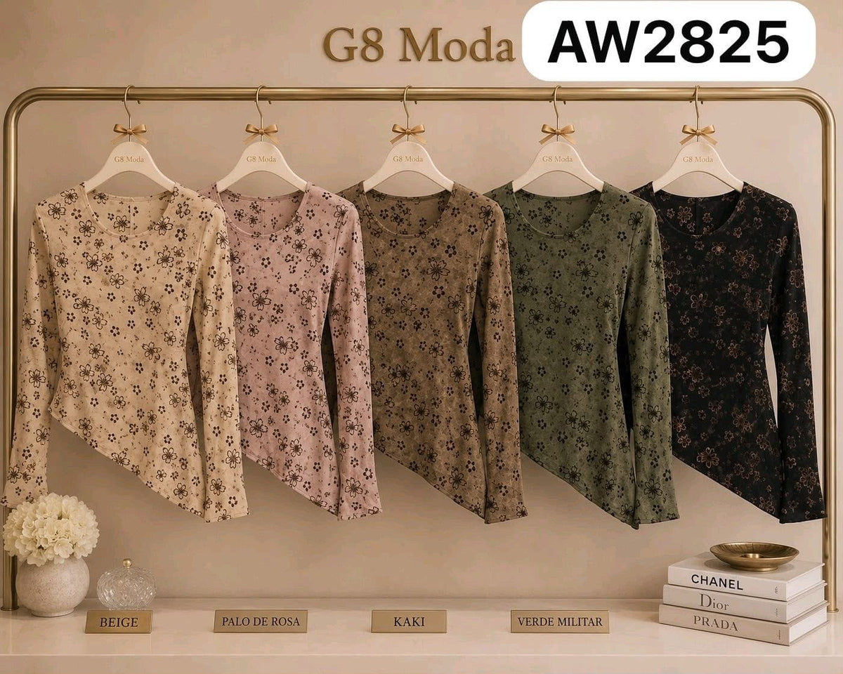 Blusa manga larga estampada-AW2825