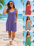 Vestido corto de rayas con capucha-NP26107