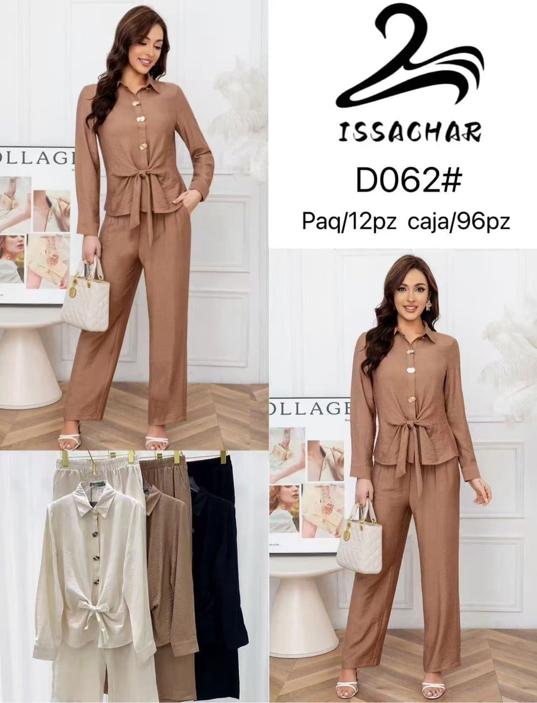 Conjunto de camisa y pantalón-D062#