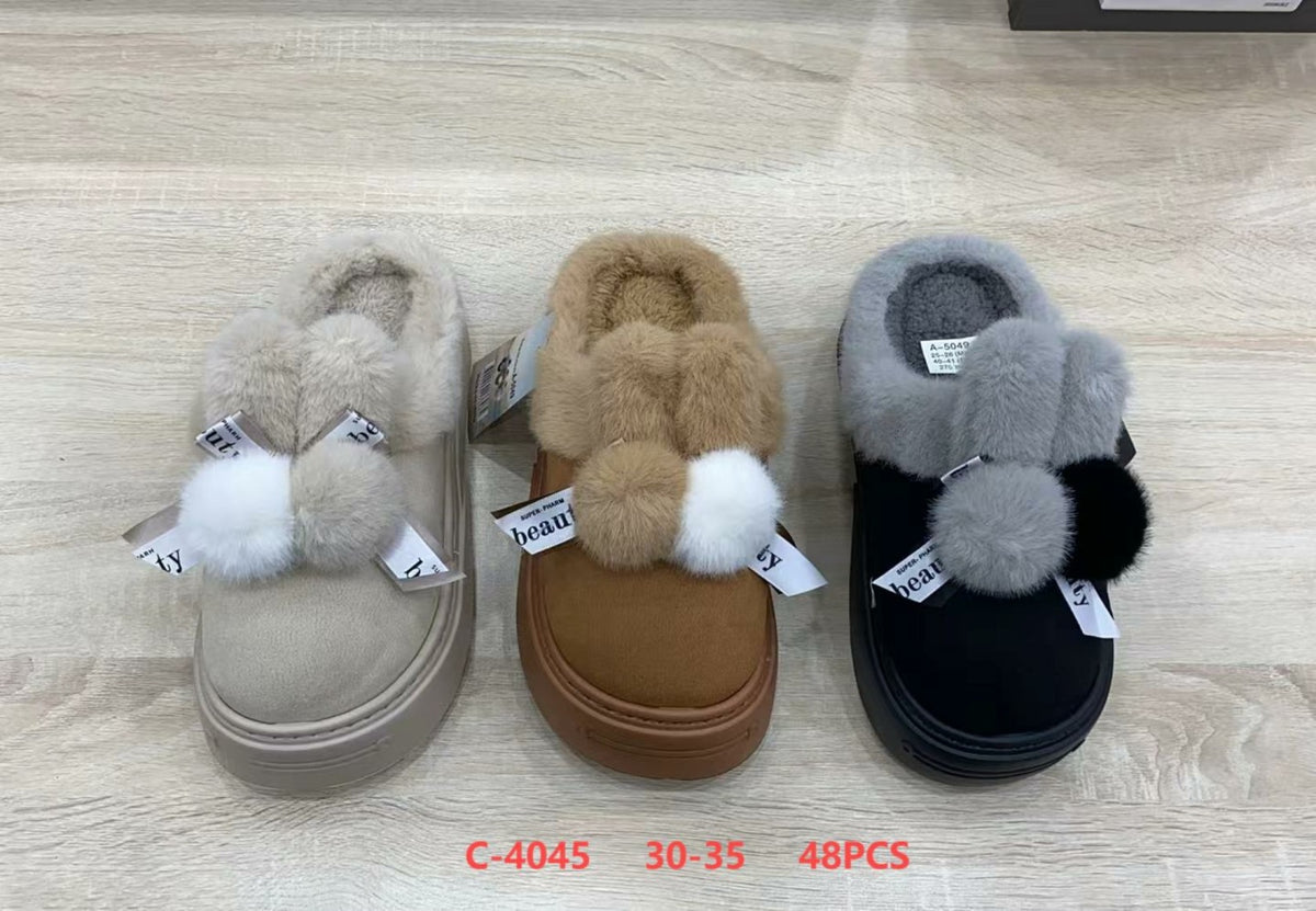 Pantuflas con pompones-C-4045