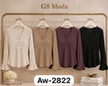 Blusa con estampado de lunares y mangas acampanadas-Aw-2822