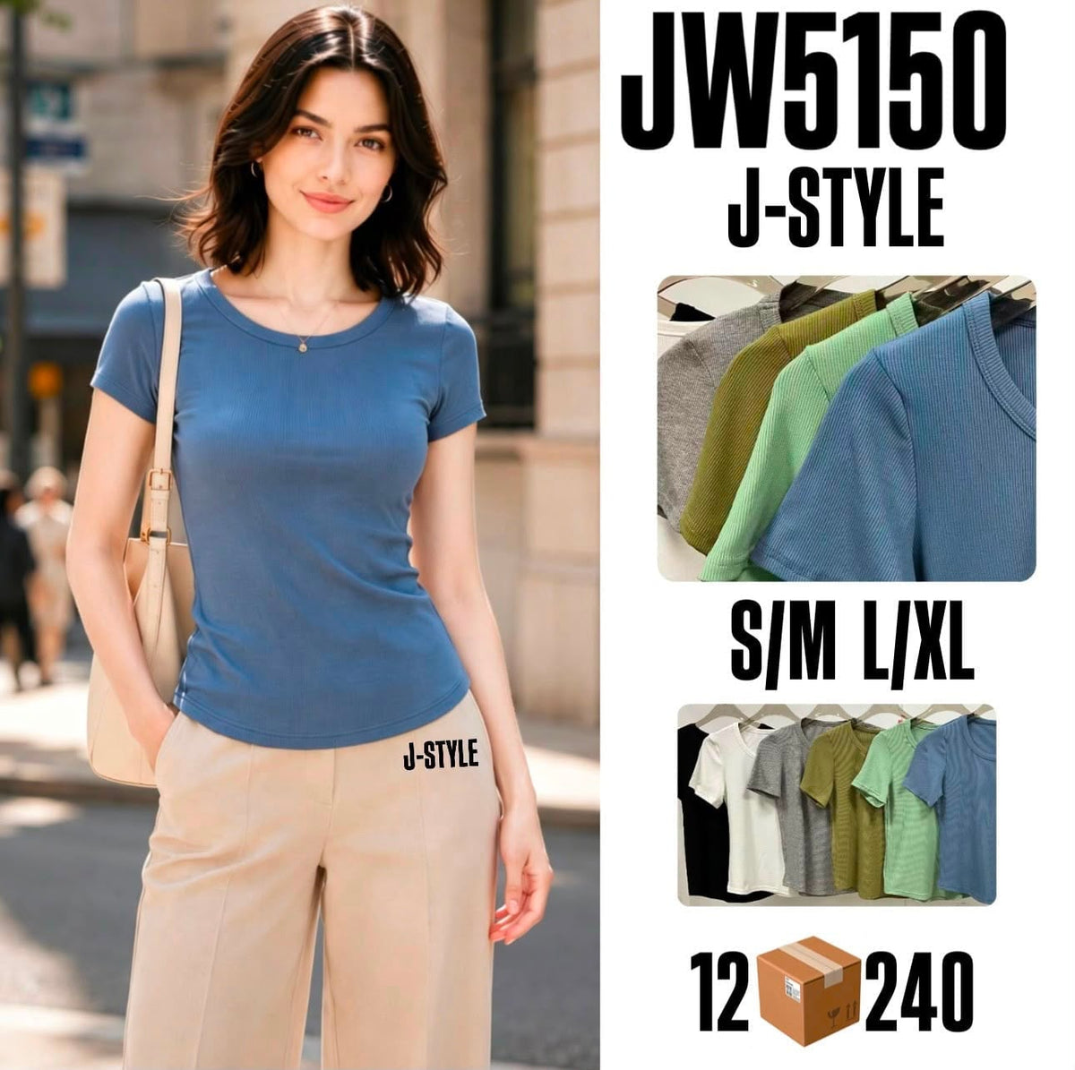 Playera de canalé-S-JW5150
