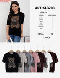 Playera con estampado de oso-KL3203