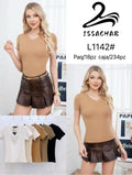 Blusa básica de cuello en V-L1142#