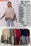 Suéter tipo poncho a rayas-KL3010