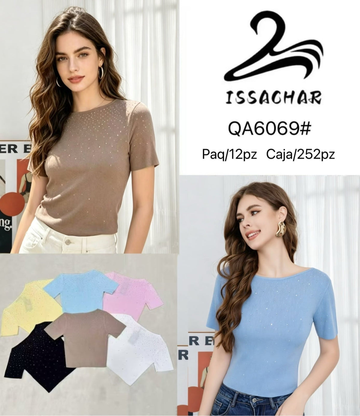 Blusa con pedrería-QA6069#