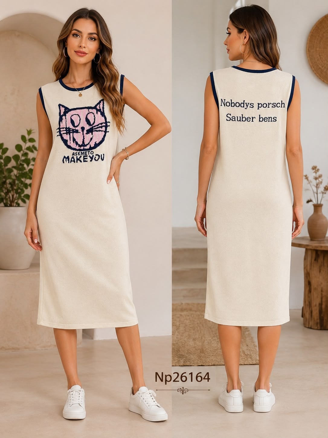 Vestido largo sin mangas estampado-NP26164