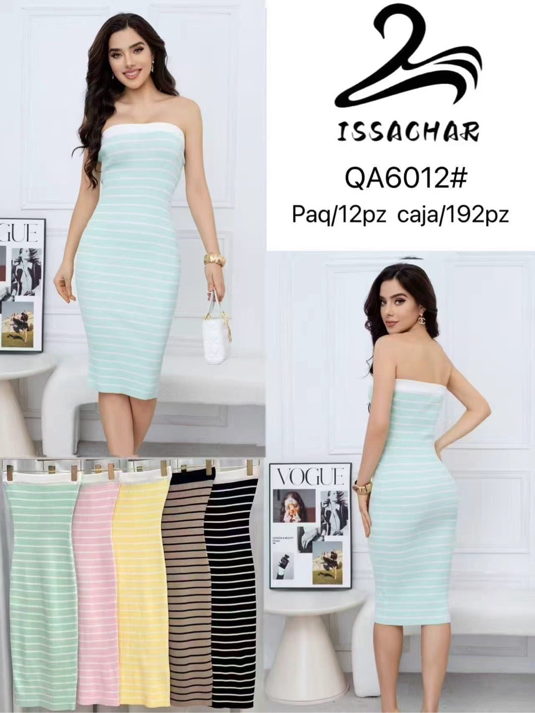 Vestido strapless a rayas-QA6012#