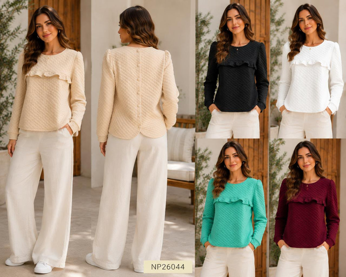 Blusa acolchada con olán-NP26044