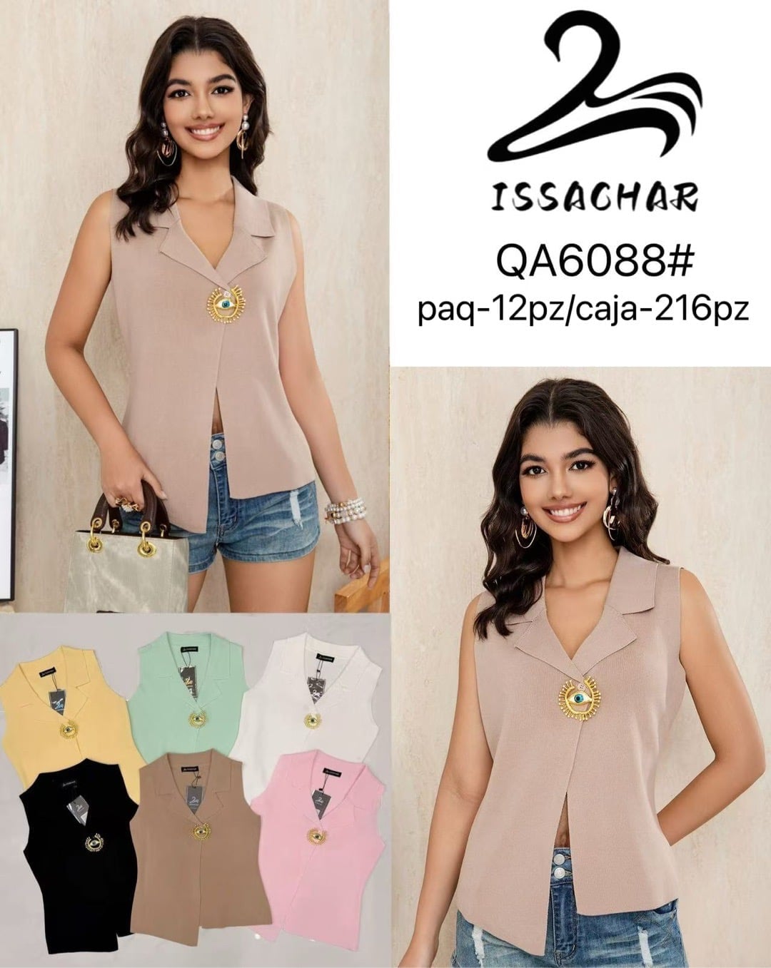 Blusa tipo chaleco con broche-QA6088