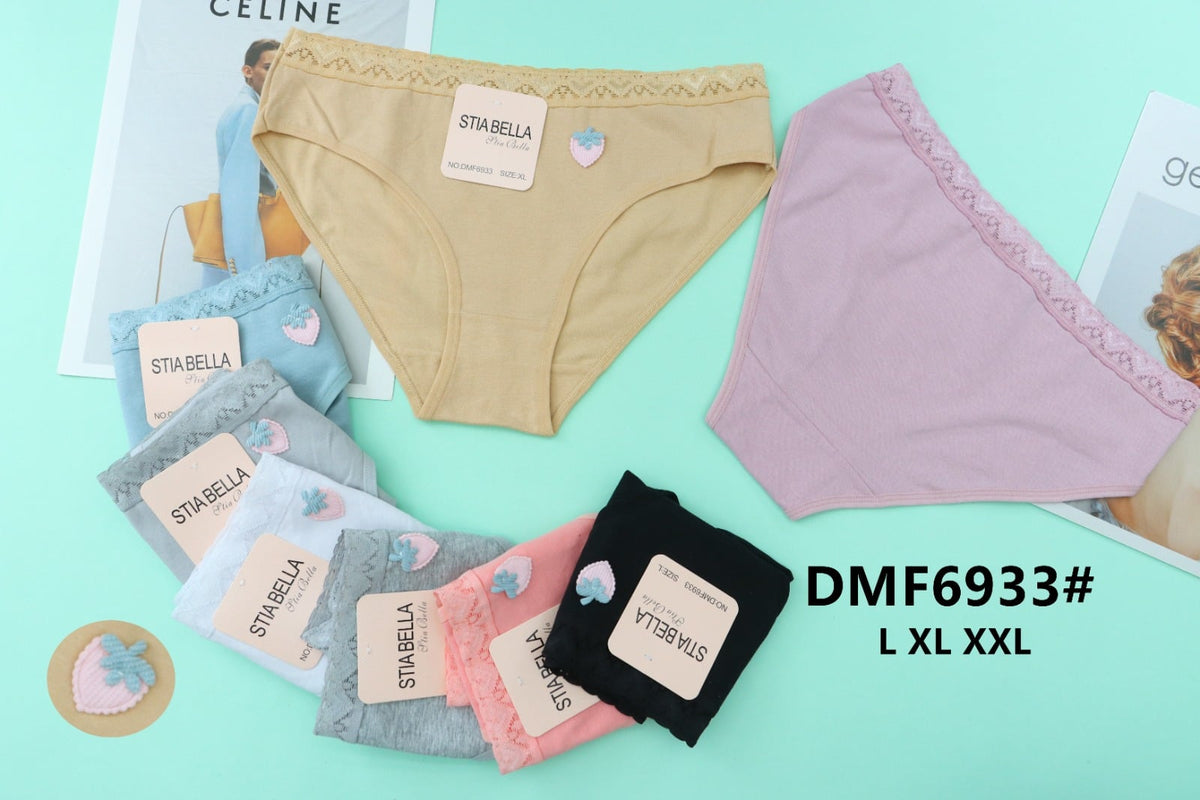 Pantaletas con encaje y aplique de fresa-DMF6933