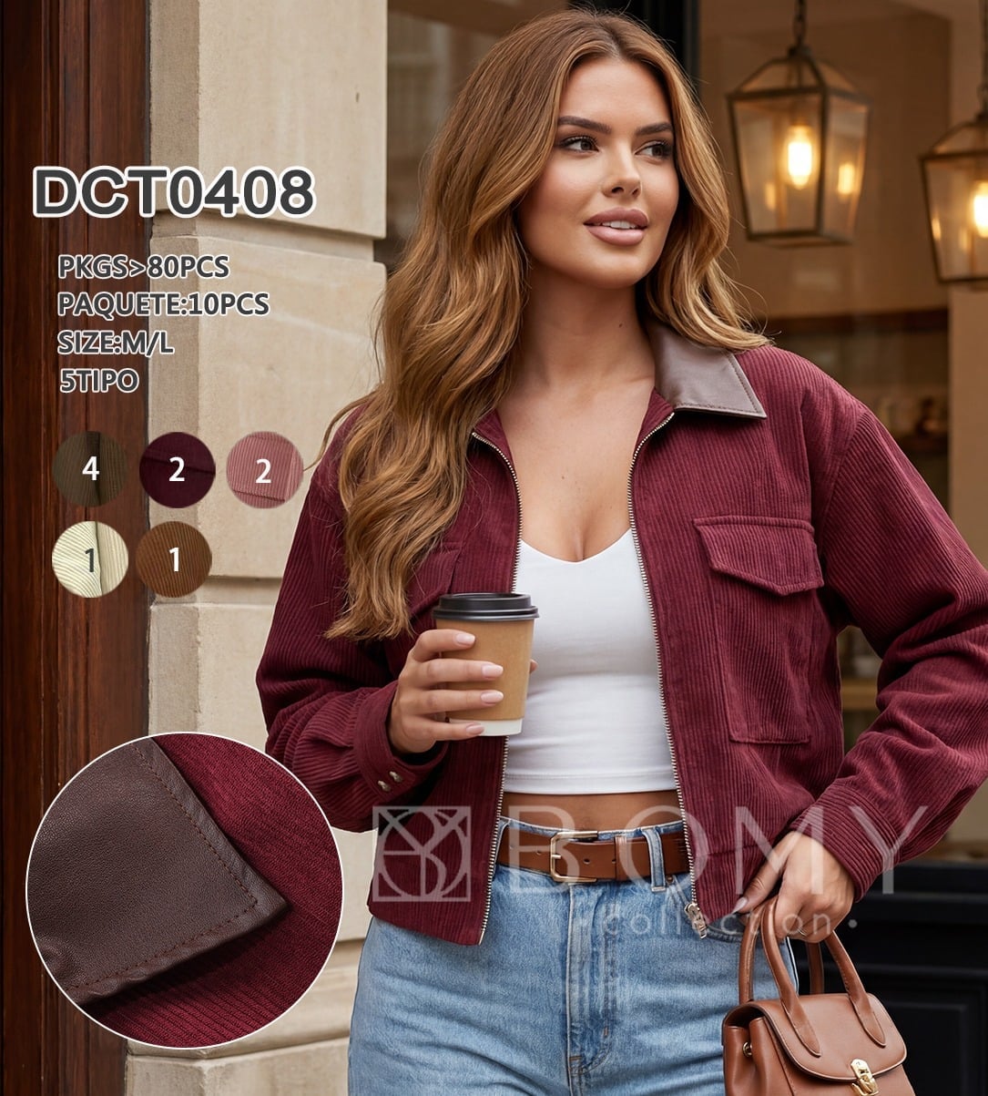 Chaqueta de pana con cuello-DCT0408