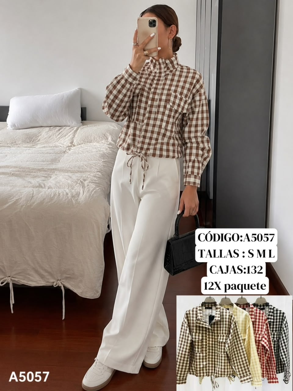 Blusa de cuadros con jareta-A5057