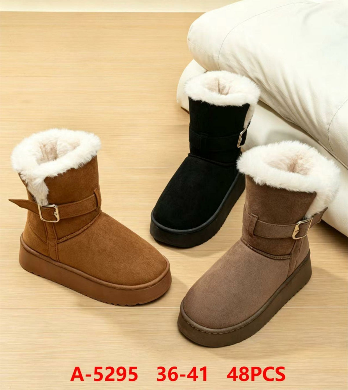 Botas de invierno forradas con hebilla-A-5295